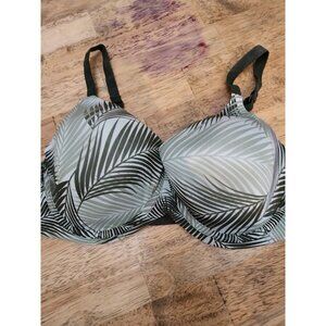 Kindly Green Leaf Print Underwired T-shirt Bra Women's 38D
